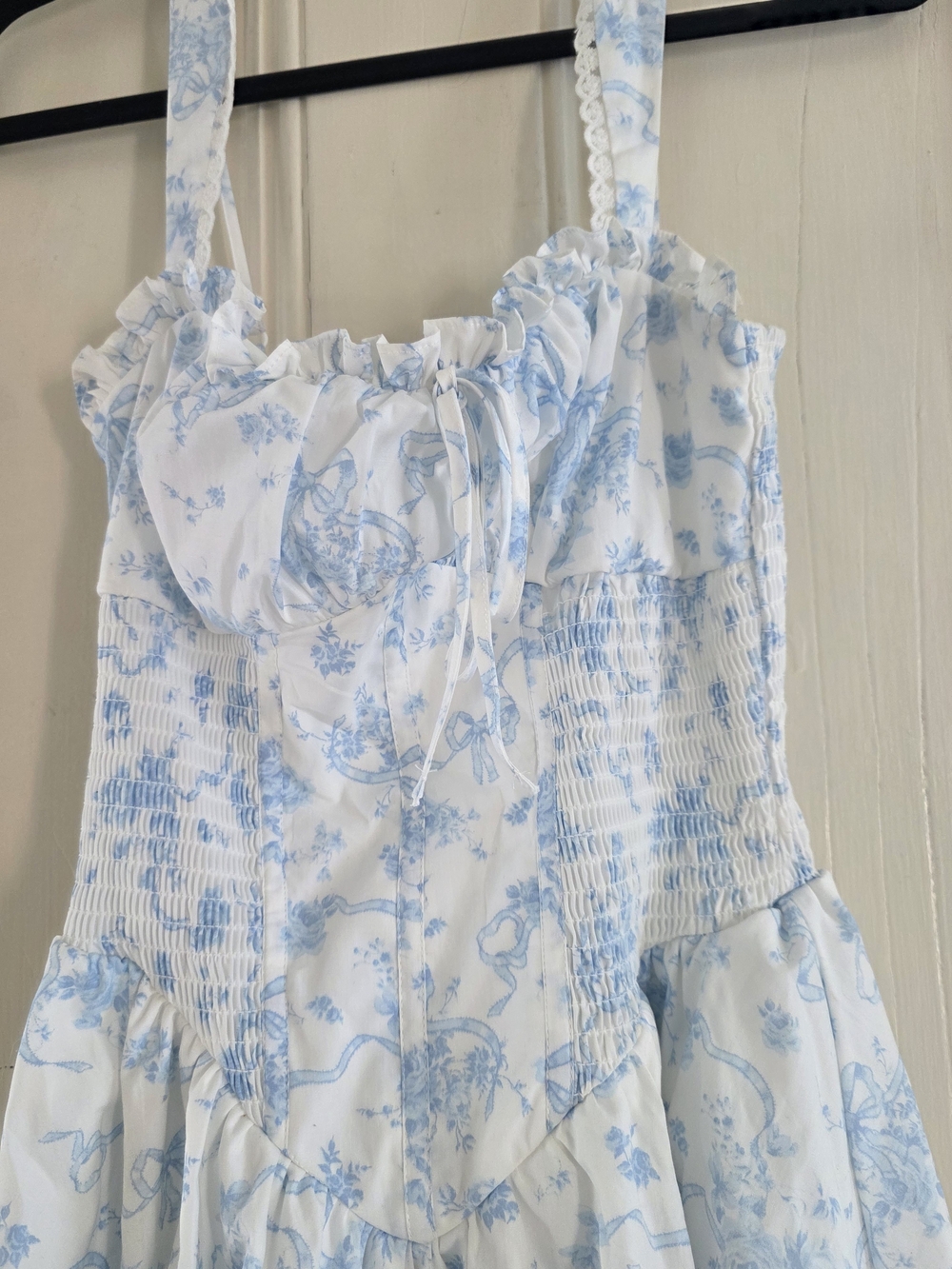 Trixxi White Sundress with Light Blue Floral Print Size Xs - Picture 2 of 5